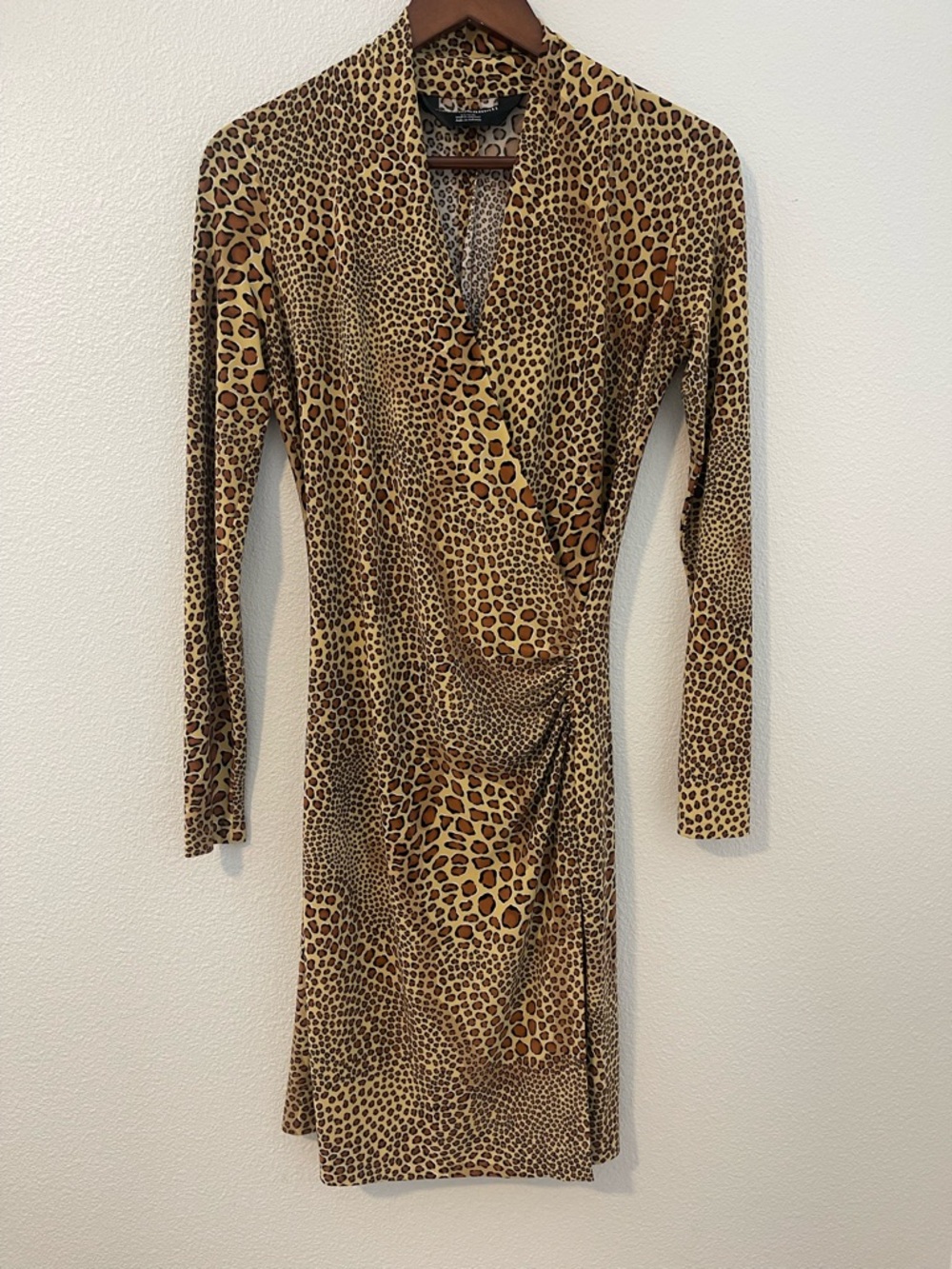 Norma Kamali Leopard-Print Long Sleeve Wrap Dress - Picture 2 of 7